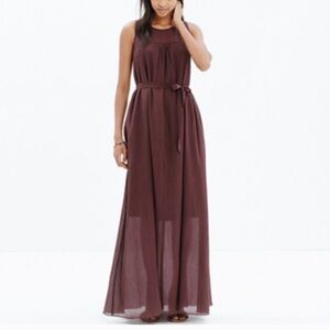 🪅Madewell plum crinkle pleat maxi dress sz L 12/14